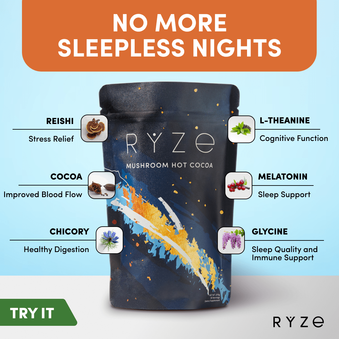 RYZE Hot Cocoa - with 6 Sleep Superfoods to Help Fall Asleep and Stay Asleep Choice M047-053